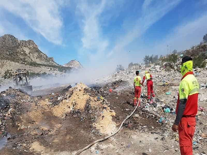 Protección Civil logro controlar el fuego que se registró en el relleno Sanitario de Galeana