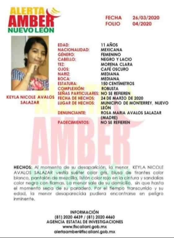 Lanzan alerta Amber por niña desaparceida