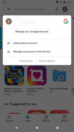 Presenta un nuevo selector de cuentas desde la Play Store