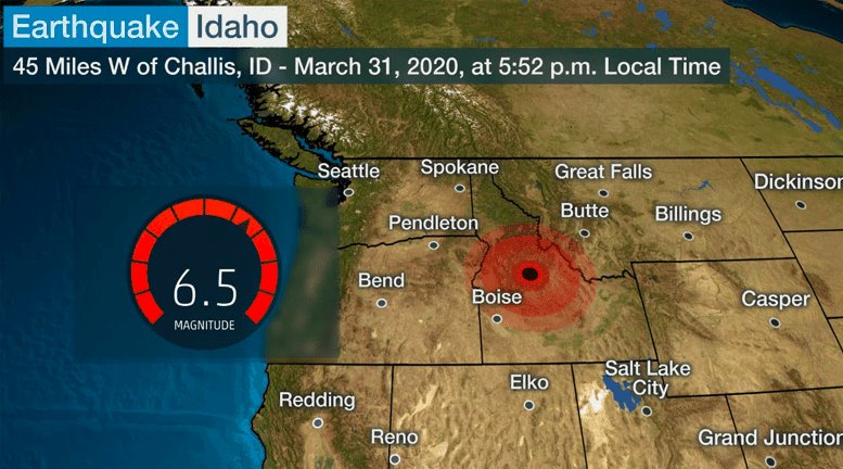 Reportan sismo de magnitud 6.5 en Idaho