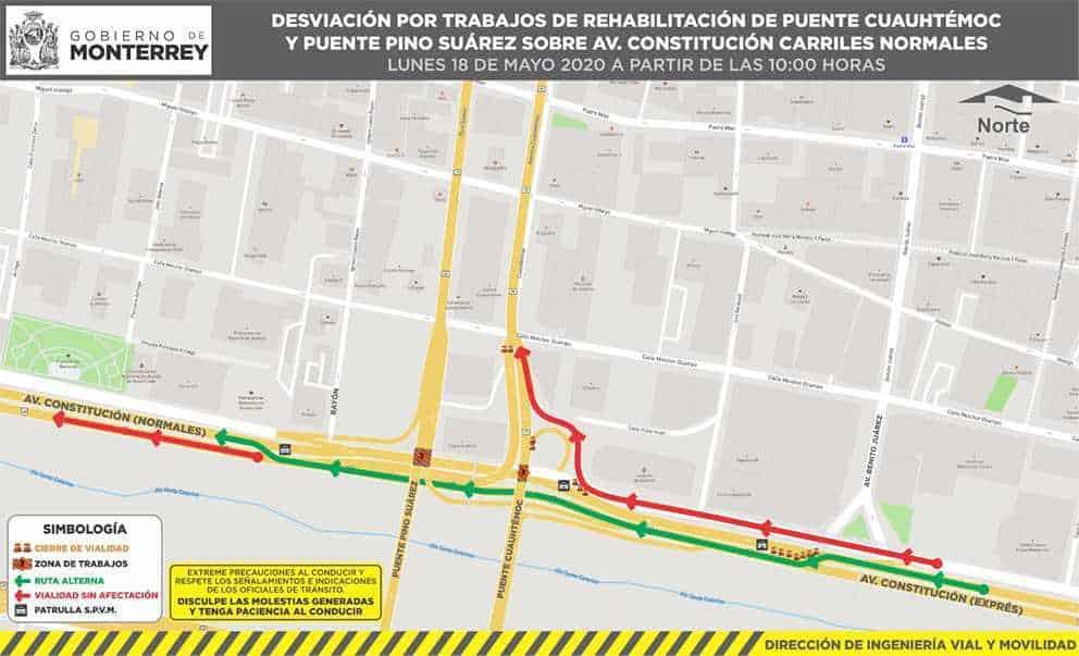 Darán mantenimiento a puentes de  Cuauhtémoc y Pino Suárez