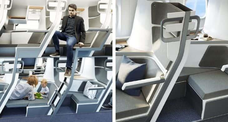 Crean asientos tipo literas para aviones