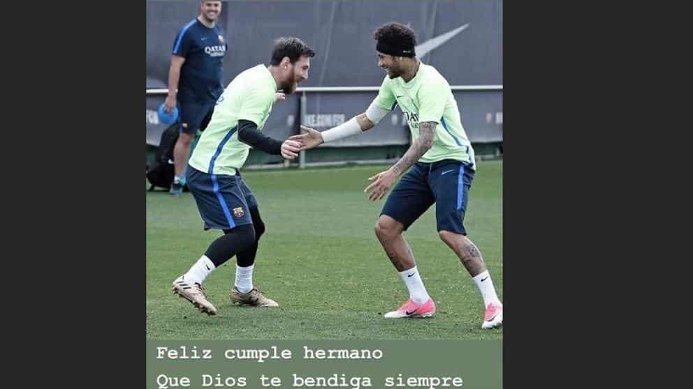 Neymar felicita a Messi por su cumpleaños