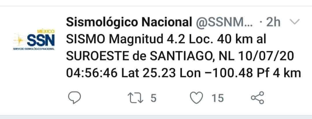 Reportan sismo de 4.2 en Galeana