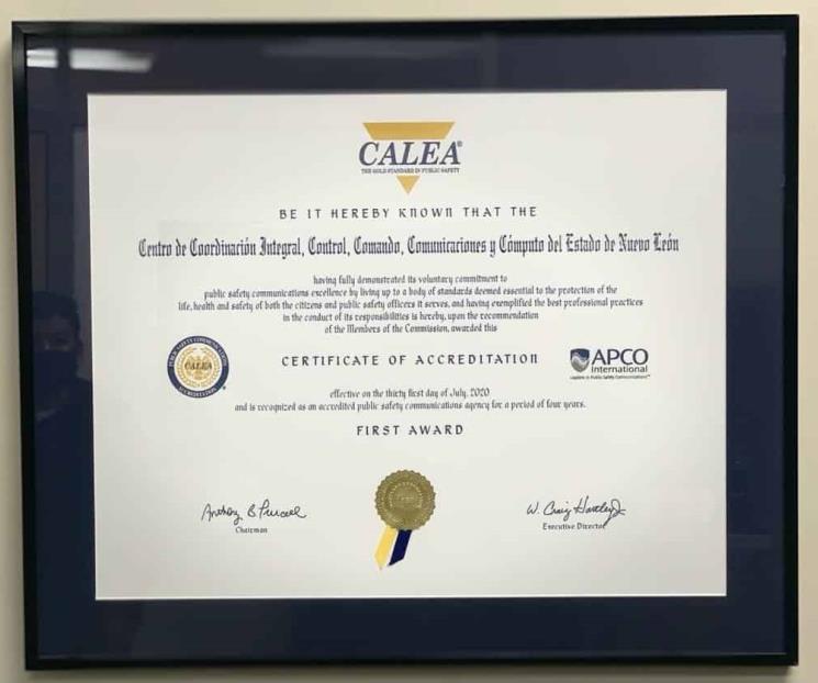 Obtiene C5 certificación internacional CALEA