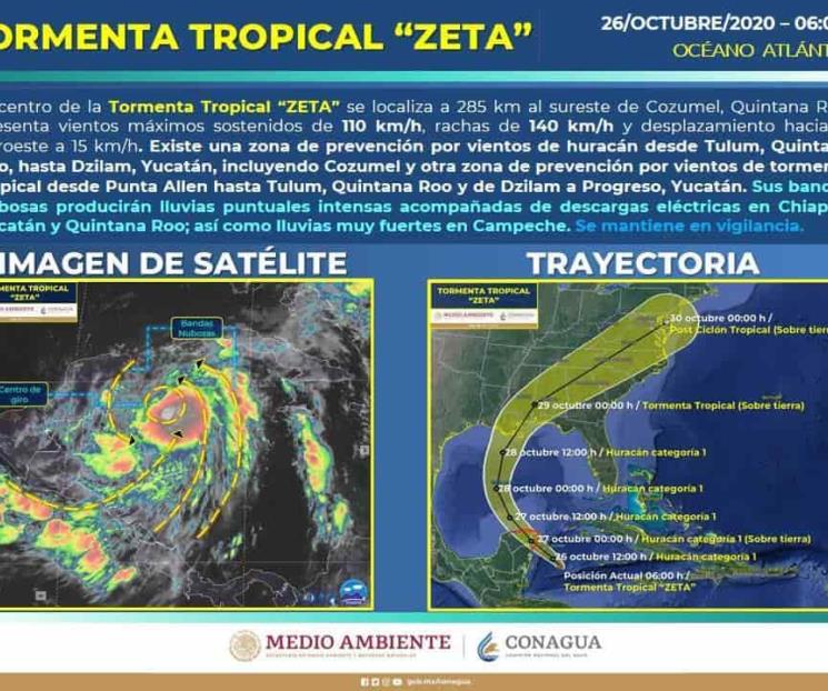 Activan alerta naranja por tormenta Zeta en QR y Yucatán