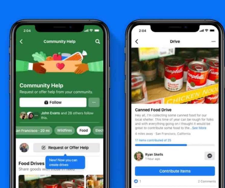 Facebook lanza Drives para ayudar a conseguir comida y ropa