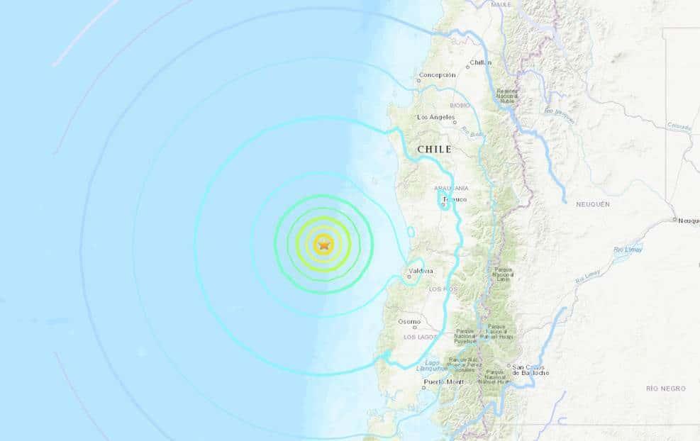 Se registra sismo de magnitud 6.8 en Chile