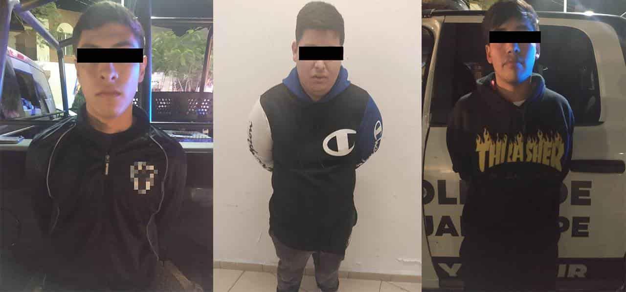 Detienen a 3 jóvenes con droga en Guadalupe
