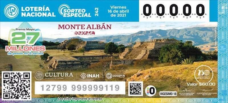 Reconocen  Monte Albán con billete de Lotería