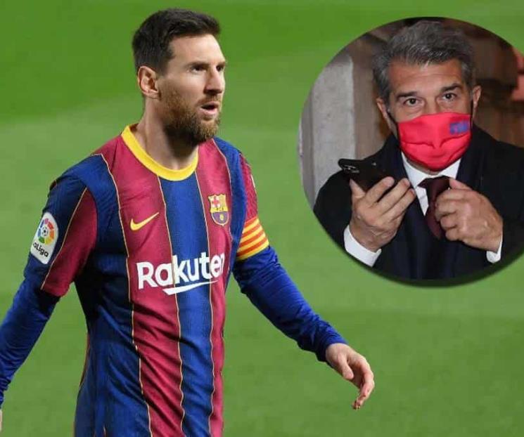 Afirma Laporta que Messi renovará por el Barça
