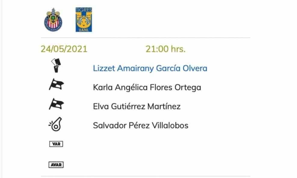 Listo arbitraje femenil para ida de Chivas vs Tigres