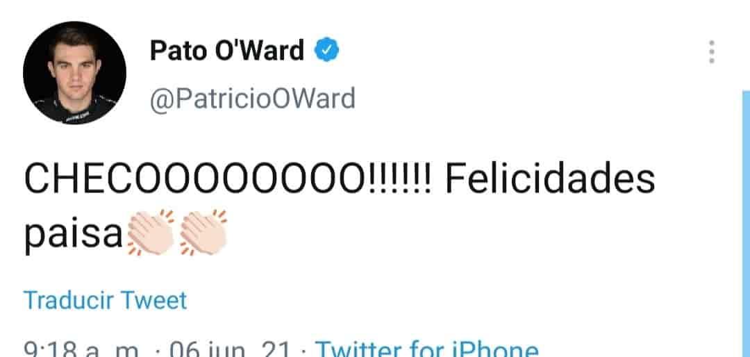 Felicita OWard a Checo Pérez