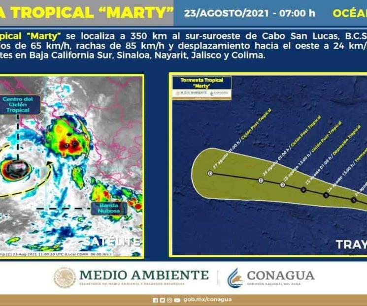 Tormenta tropical Marty provocará lluvias fuertes en BCS