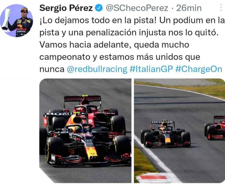 Penalización injusta nos quitó el podio: Checo Pérez