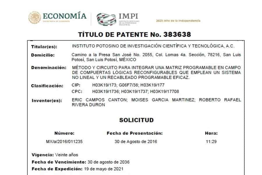 Profesor Tec va por su cuarta patente registrada
