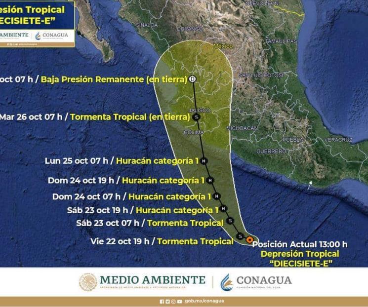Se forma depresión tropical diecisiete-E en Guerrero