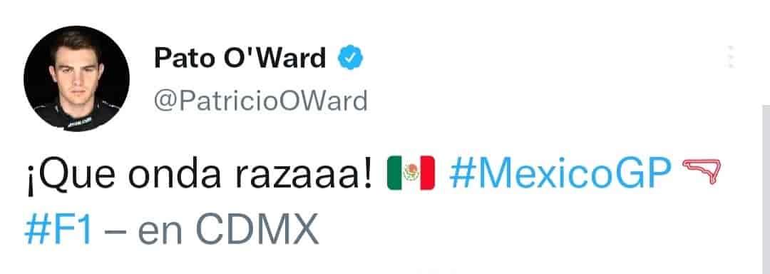 Andará Patricio OWard en el GP de México