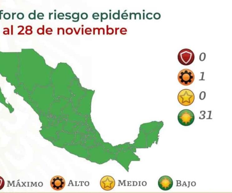 Semáforo epidemiológico pinta de verde a México