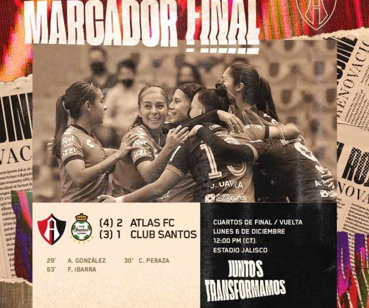 Avanza Atlas a semifinales de Liga MX Femenil