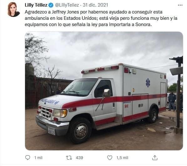 Critican a Lilly Téllez por donar ambulancia vieja