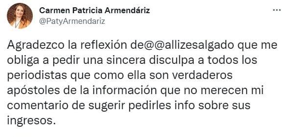 Armendáriz se disculpa con periodistas