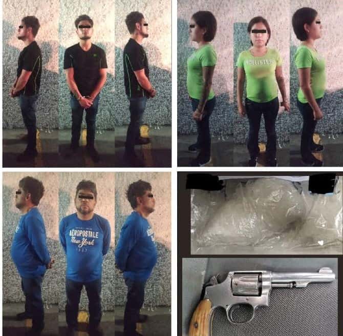 Detienen a tres con un arma de fuego y diversas dosis de droga