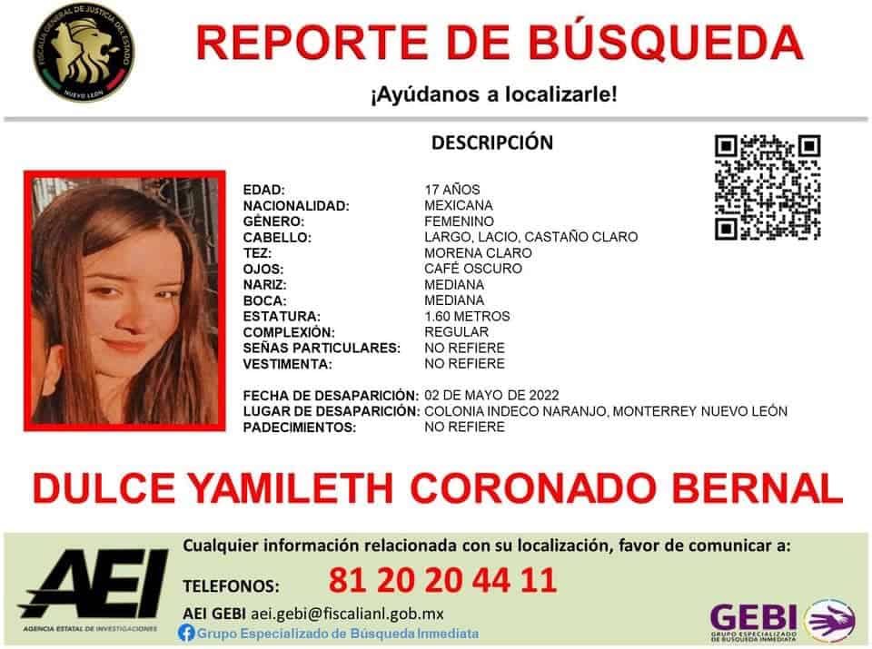 Se reportó un nuevo caso de una jovencita que desapareció, en Monterrey