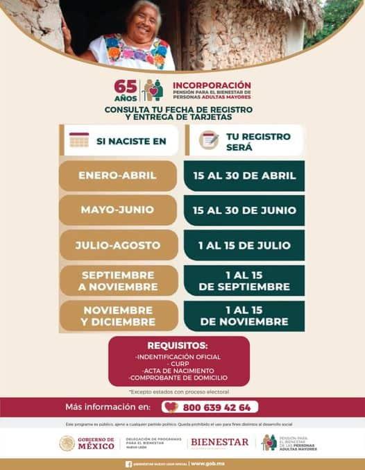 Anuncian fechas de inscripción a 65 y más