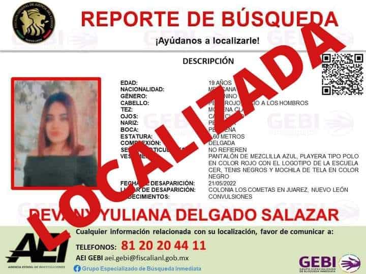 Lograron ubicar con vida, a la joven estudiante de la preparatoria CER, que estaba reportada como desaparecida en el municipio de Juárez