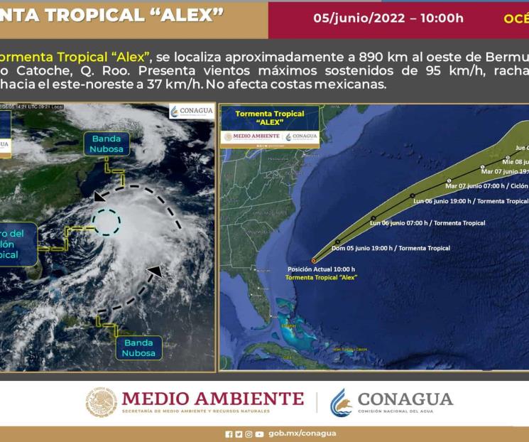 Tormenta tropical Alex se intensifica frente a Yucatán