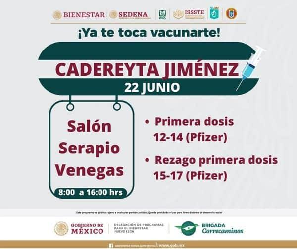 Realizarán jornada de vacunación para menores en Cadereyta