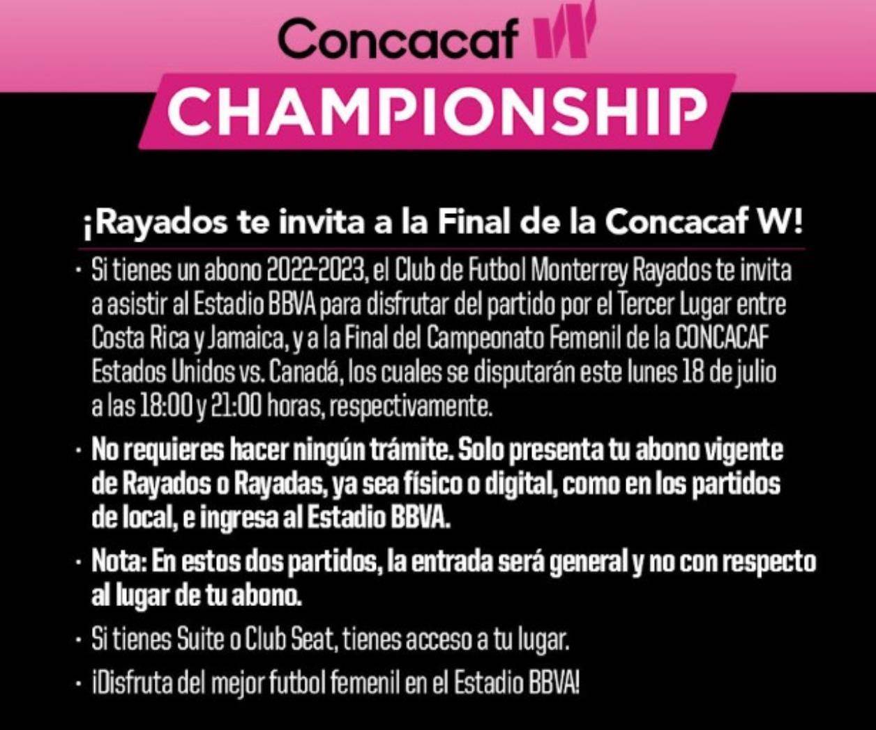 Quiere Rayados casa llena en Finales de Premundial