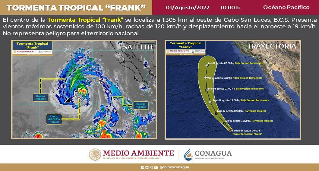 Huracán Frank se debilita a tormenta tropical