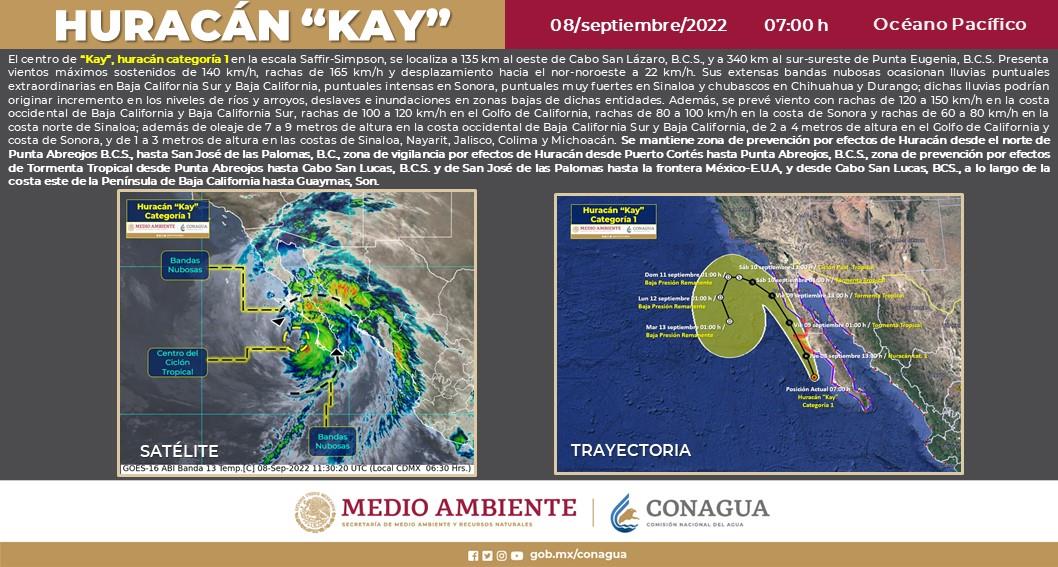 Avanza huracán ‘Kay’ hacia Baja California