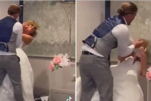 Novio le arroja pastel a su pareja en plena boda en EU