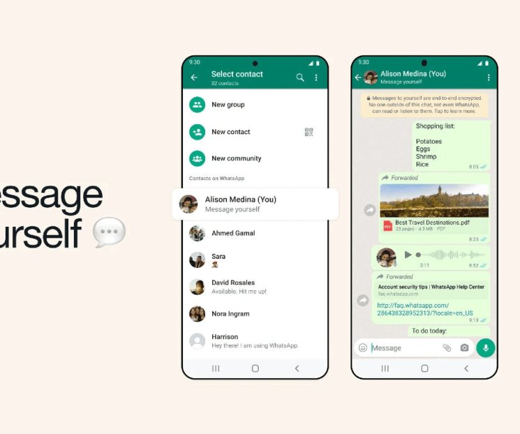 WhatsApp hace más fácil mandarte mensajes a ti mismo