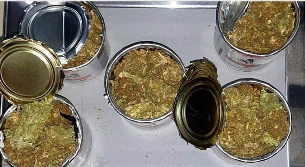 Hallan marihuana escondida en latas