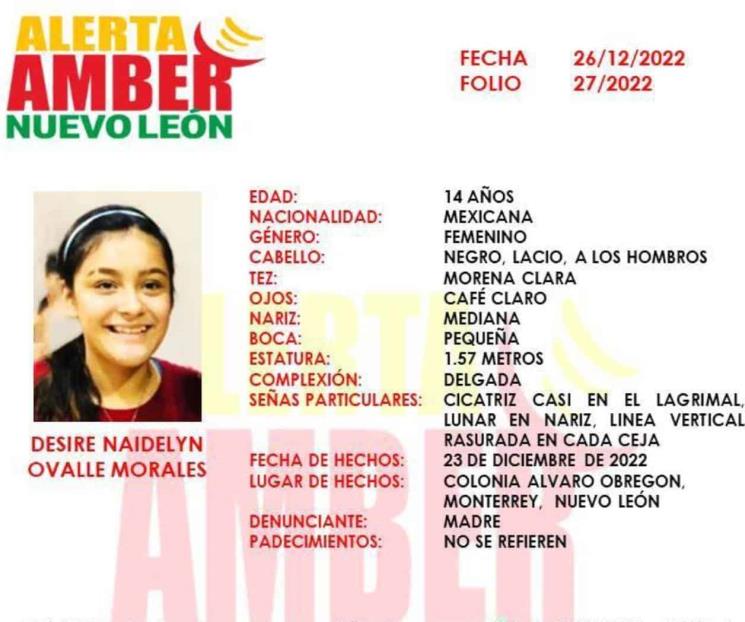 Activan Alerta Amber por menor perdida en Monterrey