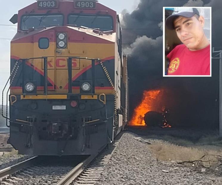 Muere rescatista en incendio de pipa que chocó con tren