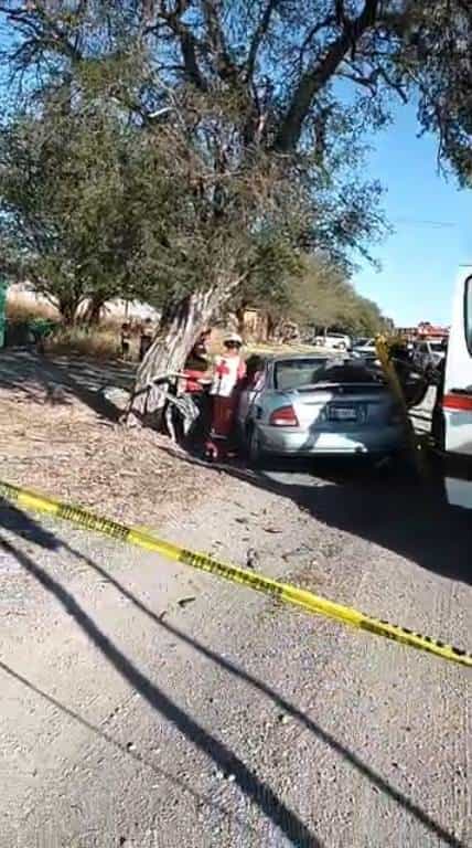 Una pareja termino semiprensados en el interior de su automóvil, después de estrellarse contra un  árbol, en Linares