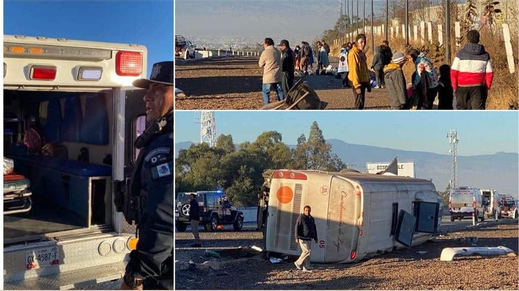 Vuelca autobús con peregrinos; hay 3 muertos