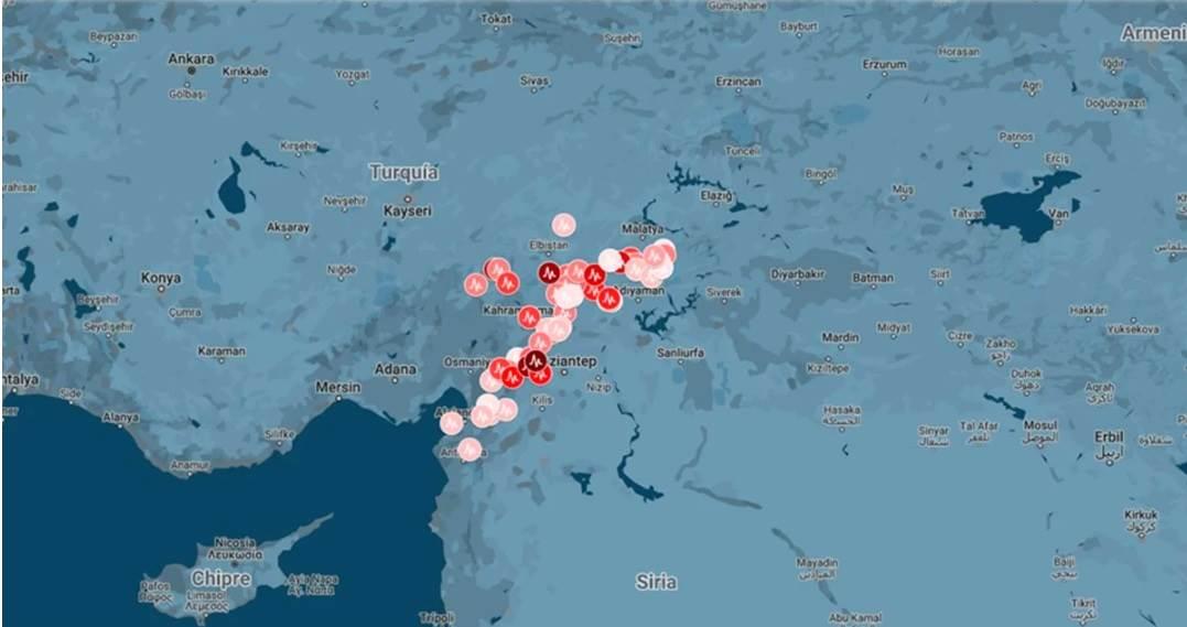 Mapa interactivo muestra dónde ocurrieron sismos en Turquía