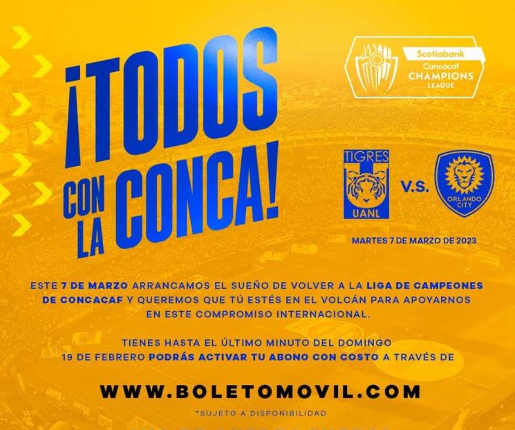 Domingo, último día para activar abono para Tigres en Conca