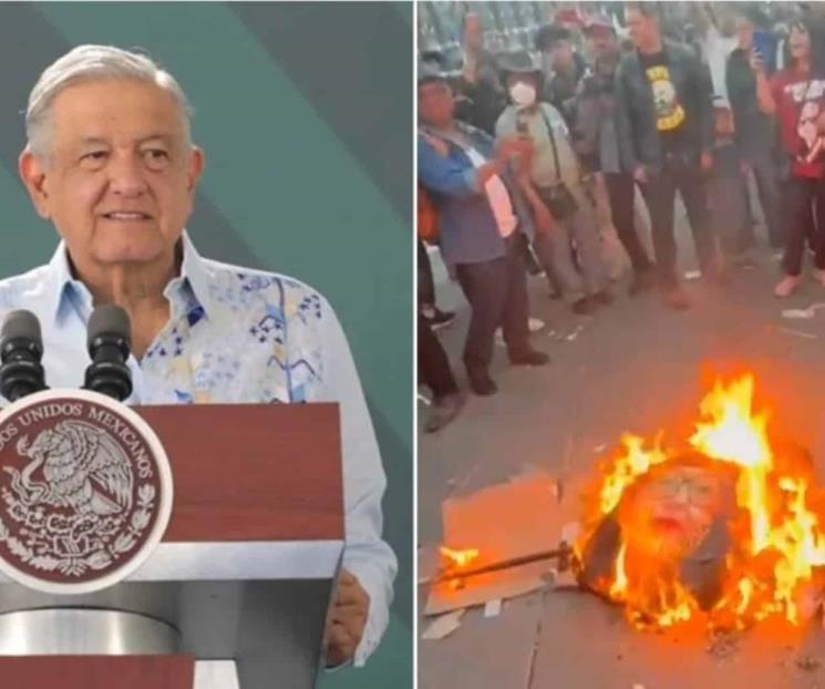 AMLO condena quema de figura de ministra Piña