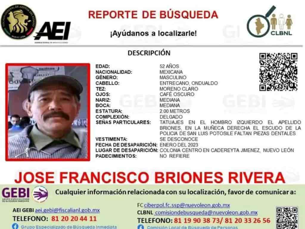 Un ex oficial de la Secretaria de Seguridad y Protección Ciudadana del municipio de San Luis Potosí, se encuentra desparecido, después de visitar a un amigo en Cadereyta
