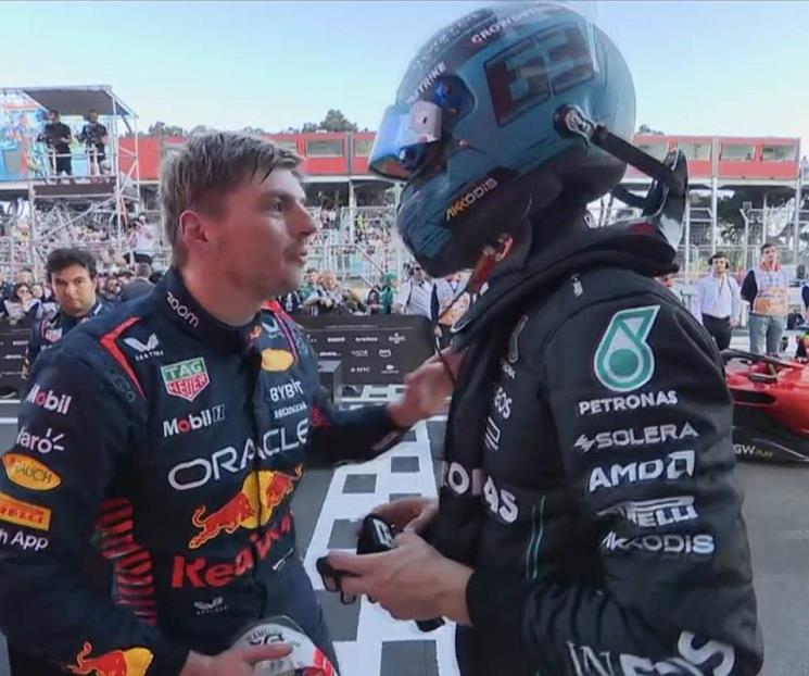 Reclama Verstappen a Russell por toque en Sprint de Bakú