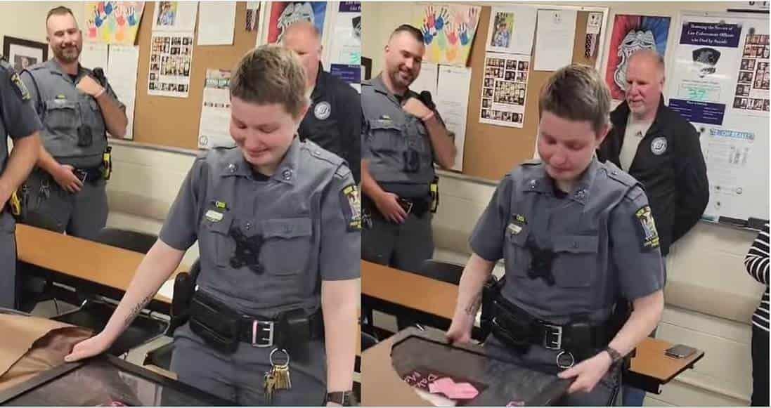 Entre aplausos reciben a mujer policía que venció el cáncer