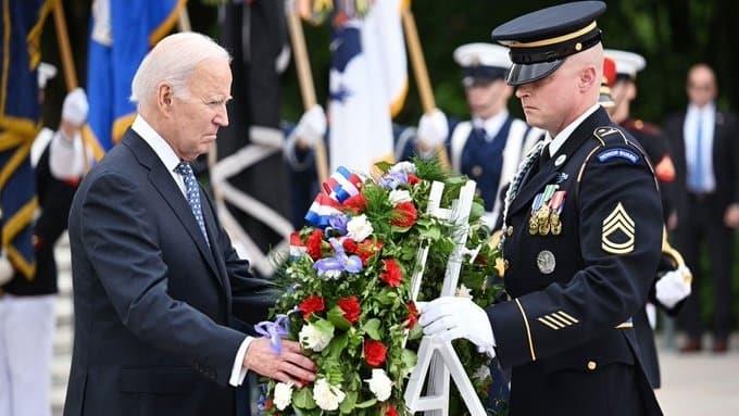 Preside Biden conmemoración del Día de los Caídos en Guerras