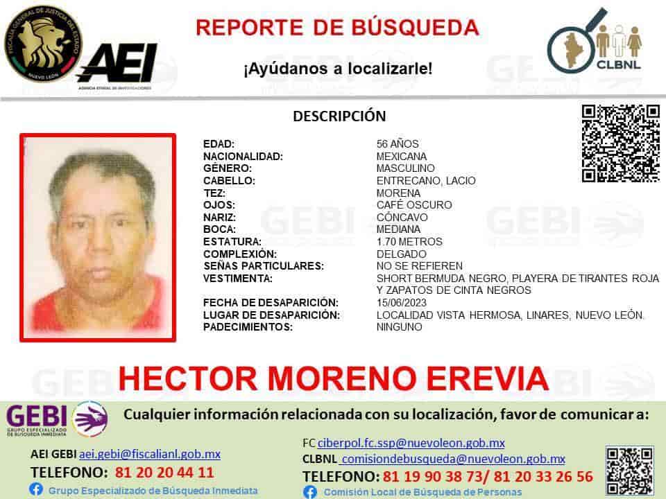 Un hombre que se encontraba reportado como desaparecido, fue encontrado sin vida a 10 kilómetros de distancia de su domicilio en el municipio de Linares.